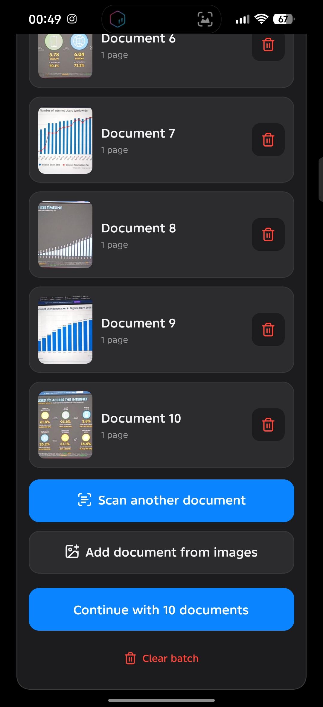 NeuVault mobile: Scan the whole stack at once. Scan document after document in one batch, then bring them all in together.